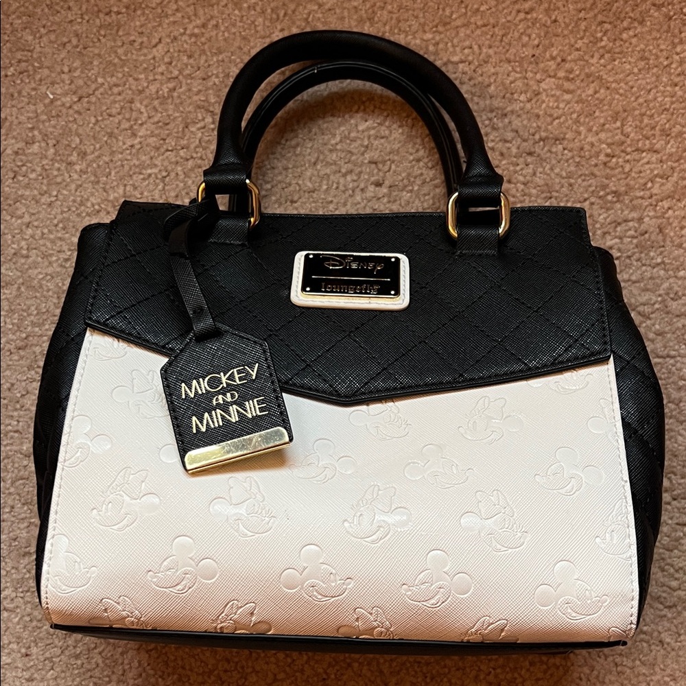 Loungefly Black and White Mickey & Minnie Satchel
